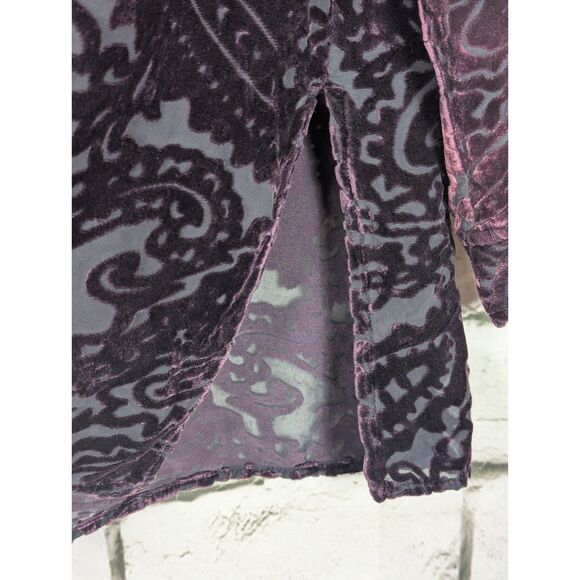 CHICO'S Design Rayon/Silk Burnout Velvet Paisley Shirt Boho Hippie Large/12 - Picture 2 of 8